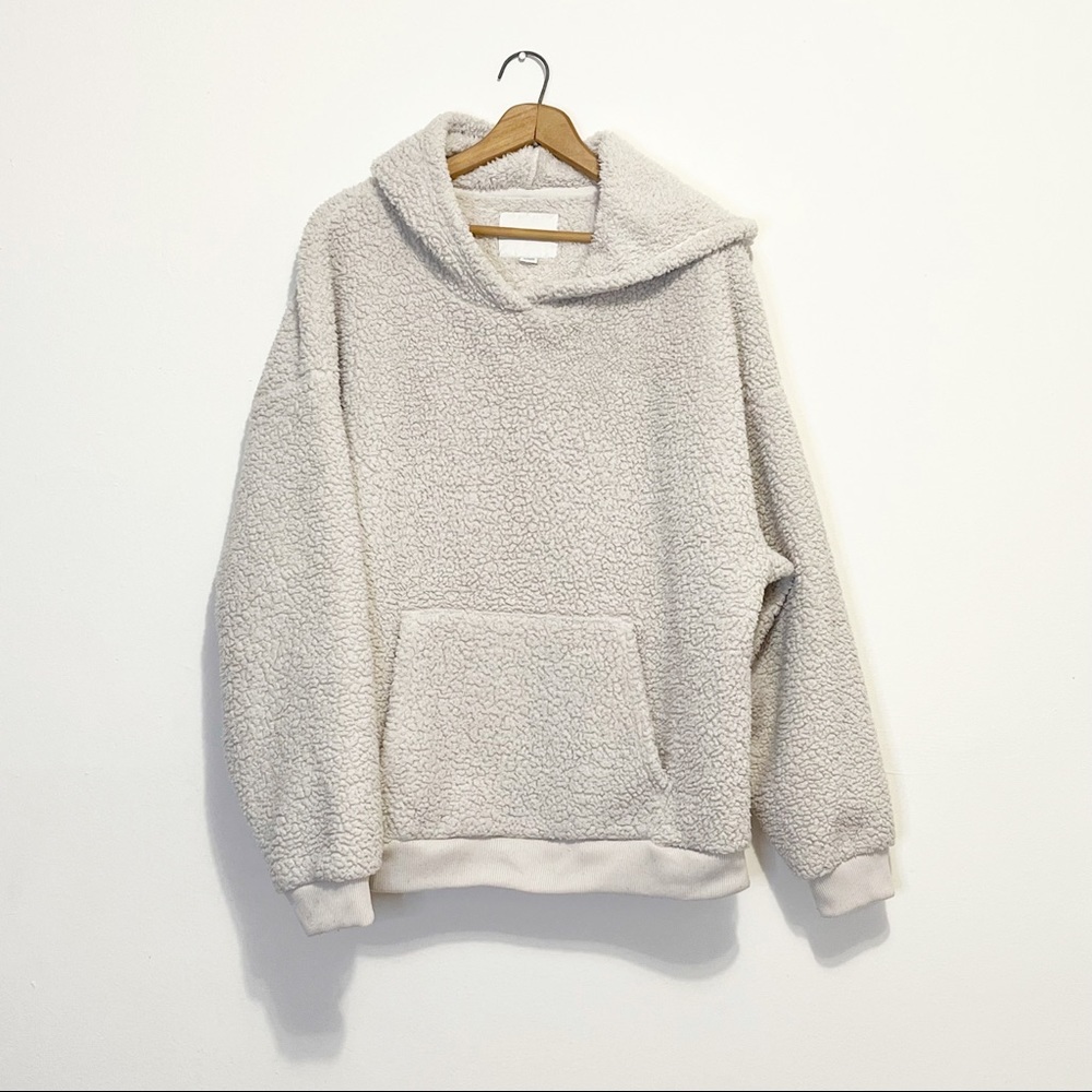 American Eagle Cream Sherpa Hoodie Womens Size XL - Picture 5 of 11